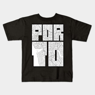 Porto, Portugal City Map Typography - Light Kids T-Shirt